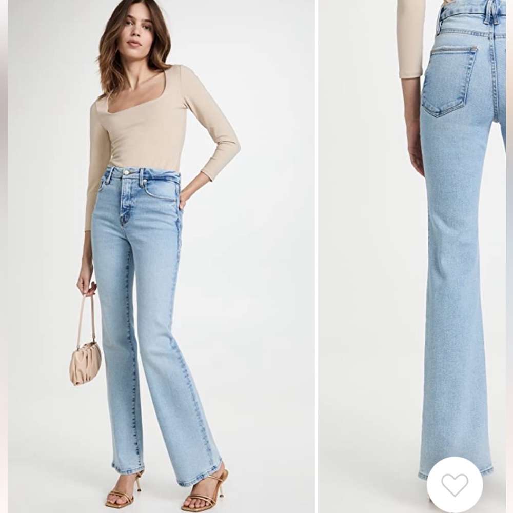 Good American good classic boot natural fray jeans